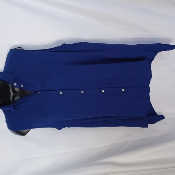 Fever Sleeveless Blue Blouse Button Vest High Low Top, nwt, sz L - Picture 1 of 7